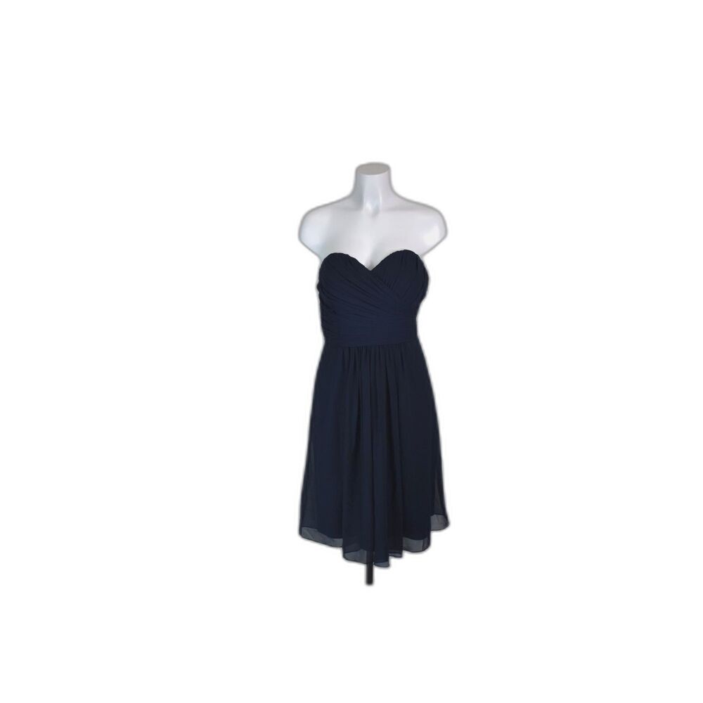 Bill Levkoff Sweetheart Neck Dress Navy Blue Wedding Guest Bridesmaid Size 12